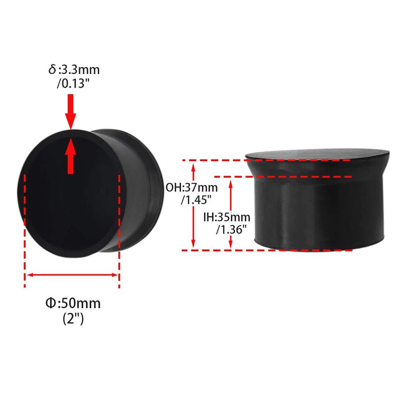 Flyshop Furniture Table Covers Non-Slip Heavy Duty Rubber Leg Tips Chair Leg Caps Floor Protector Round Black 4PCS Size 50mm, 2" - Image 2